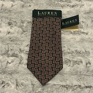 Ralph Lauren Men's Tie - Black and Red Square Pattern